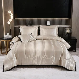 THIS SATIN KING COMFORTER SET HAS THE FEEL OF SILK.