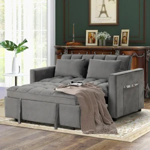 3-In-1 MULTIFUNCTIONAL DOUBLE SOFA BED WITH PILLOWS
