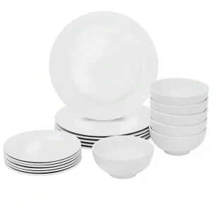 18 PIECES WHITE PORCELAIN DINNERWARE, SERVICE FOR 6