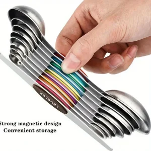 STAINLESS STEEL, DOUBLE HEADED, MAGNETIC MEASURING SPOONS