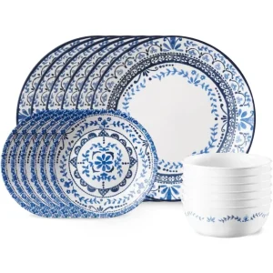 CORELLE PORTOFINO 18-PIECE SET FOR 6, TRIPLE LAYER GLASS, CHIP RESISTANT, LIGHTWEIGHT