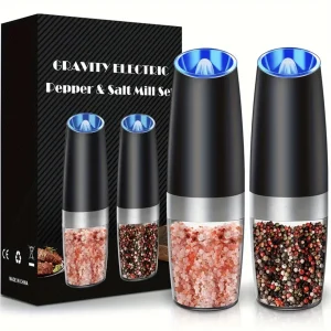 TILT TO GRIND, BATTERY POWERED SALT AND PEPPER MILLS